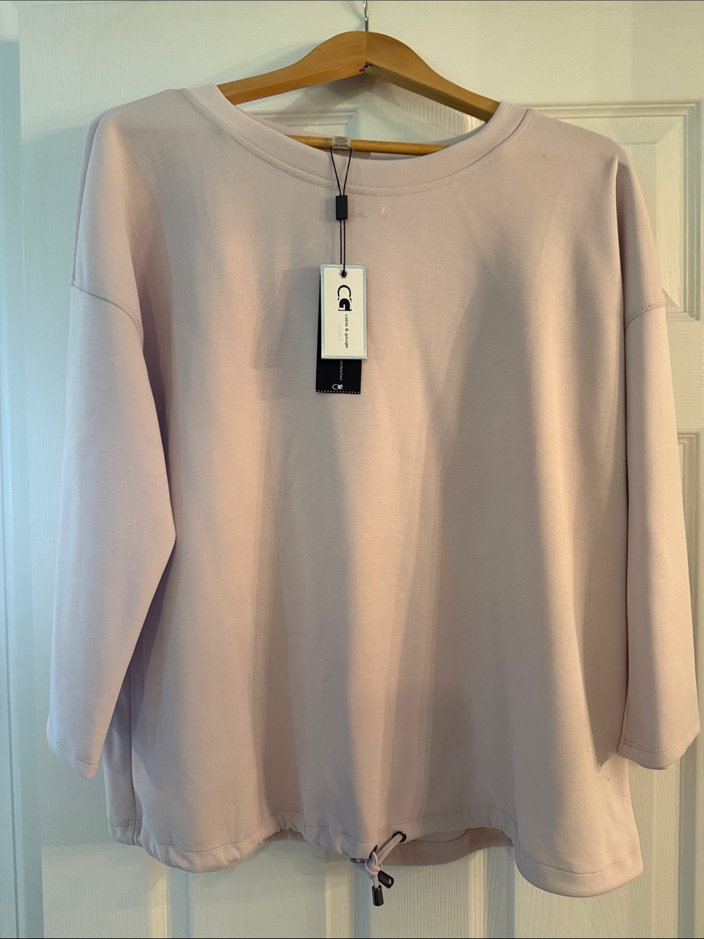 Cable & Gauge Light Pink Drawstring Hem Crewneck Sweatshirt